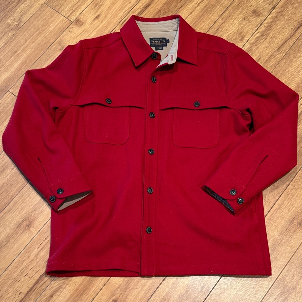 Pendleton 100% Virgin Wool Men's Red Shirt Jacket